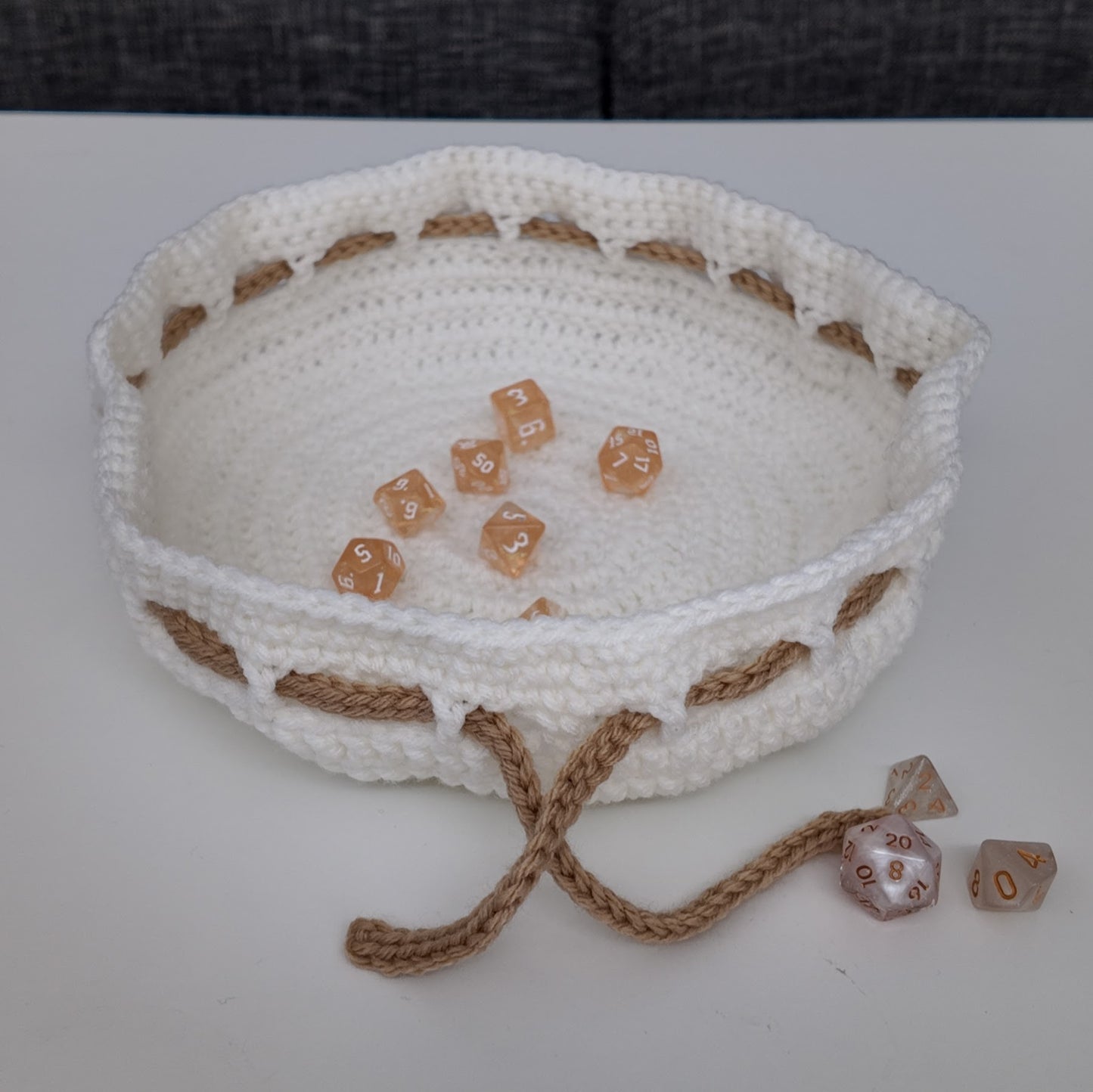 Crochet Dice Rolling Tray and Storage Bag: Drawstring D&D Pouch