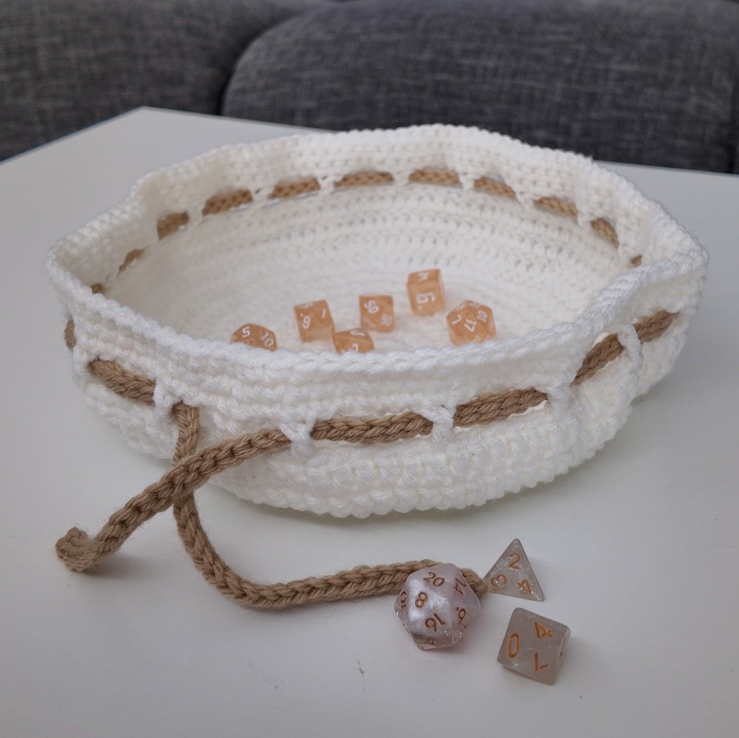 Crochet Dice Rolling Tray and Storage Bag: Drawstring D&D Pouch