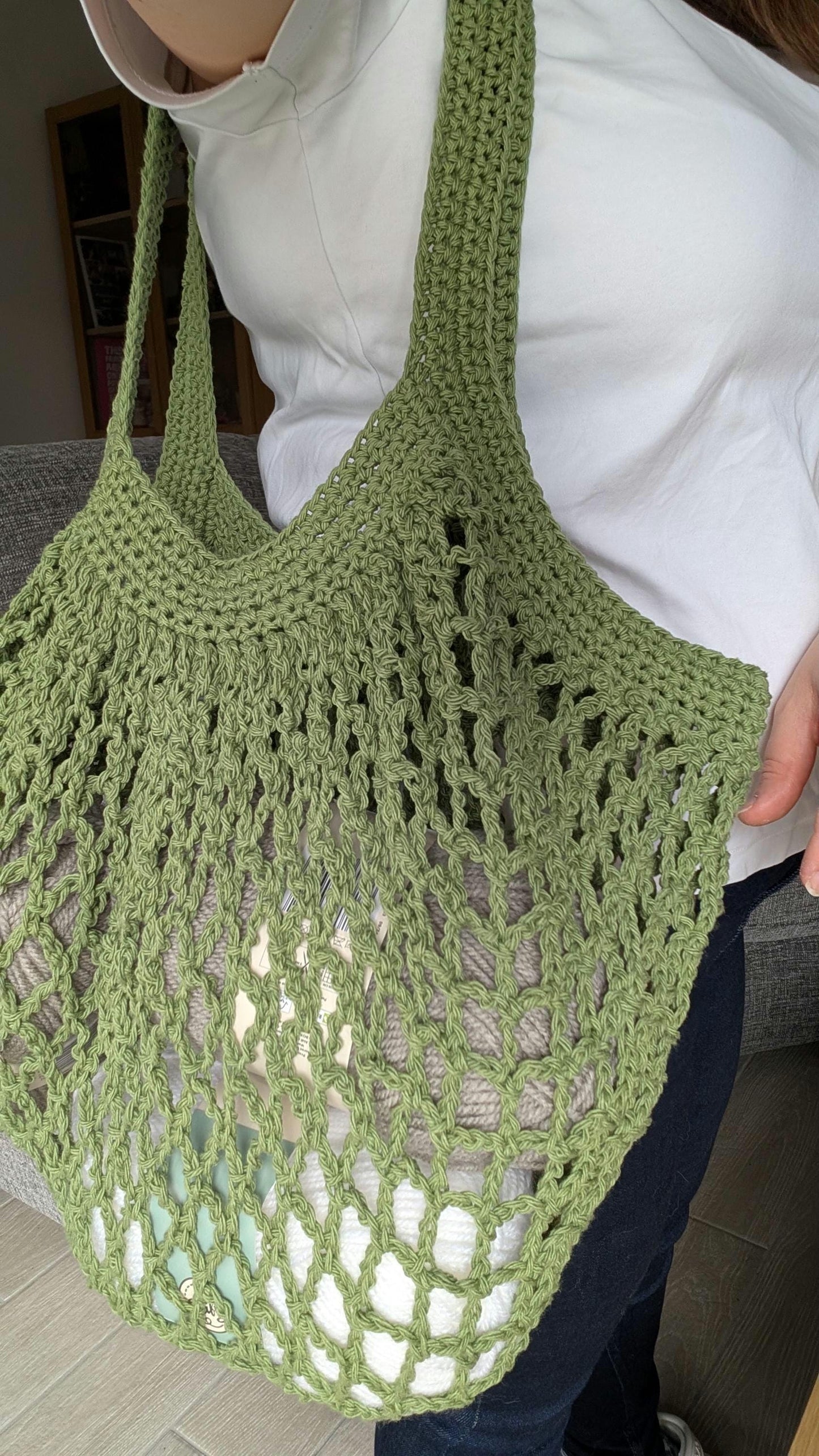 Crochet mesh market bag, 100% cotton