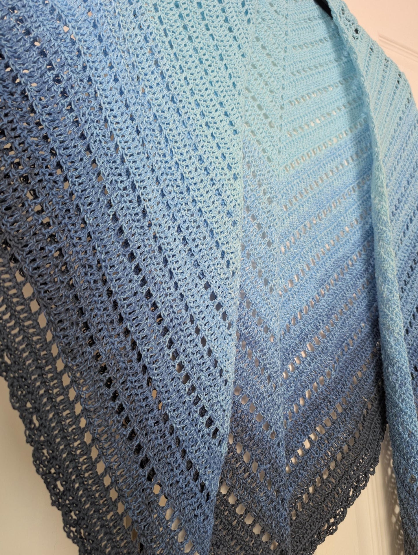 Crochet Triangle Shawl: 100% Cotton Ombre Scarf, Beach Cover-Up