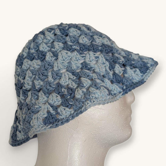 Crochet Granny Stitch Bucket Hat, 100% cotton