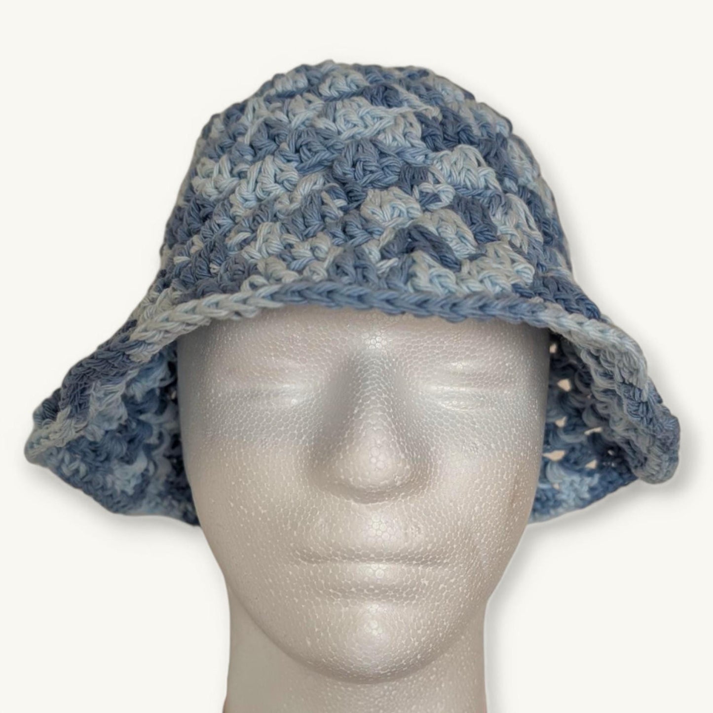 Crochet Granny Stitch Bucket Hat, 100% cotton