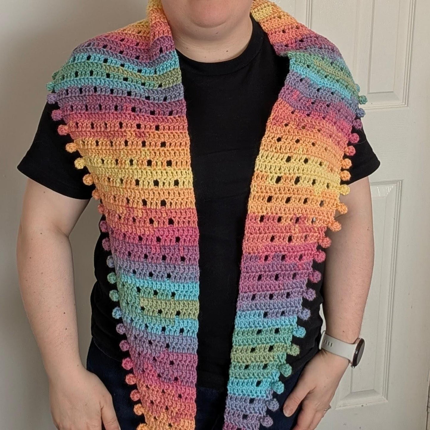 Handmade crochet scarf, wool blend
